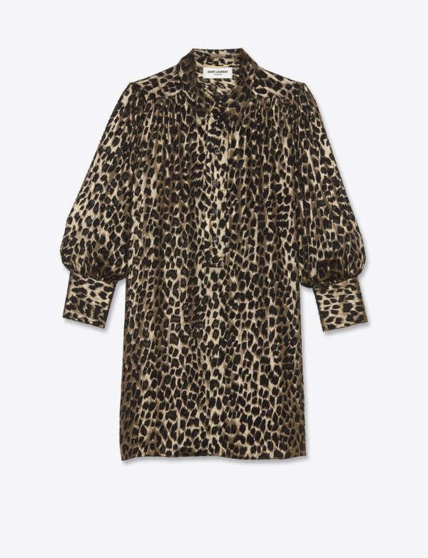 Puffed sleeves denim dress